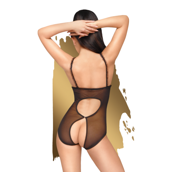 Cupless playsuit with bow details and open backFeel sexy and confident in wonderful lingerie by Penthouse.A very sexy gift for yourself or a partner!Hand wash cold