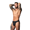 Snap off jock features a tearaway pouchLow rise waistPlush elastic leg bands for full exposure  liftNickle-plated snaps/