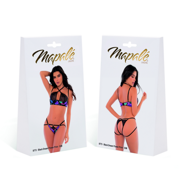 Two Piece Set - L/XL - Black Dream Flower Print