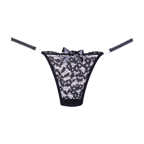Alternative view of Lace Thong - One Size - Black