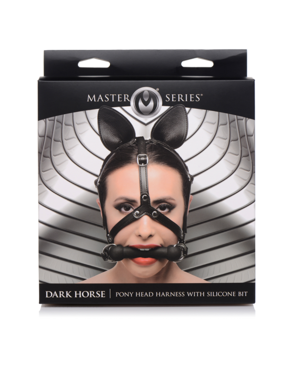 Dark Horse - Pony Head Harness with Silicone Bit