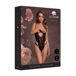 Lace Underwired Open Cup Bodysuit with Adjustable Sliders - One Size - Black