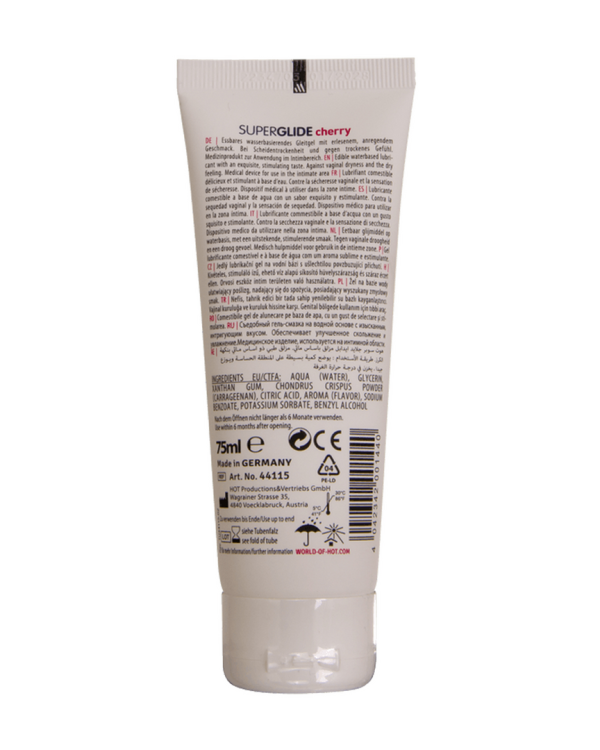 Superglide - Edible Waterbased Lubricant - Cherry - 3 fl oz / 75 ml
