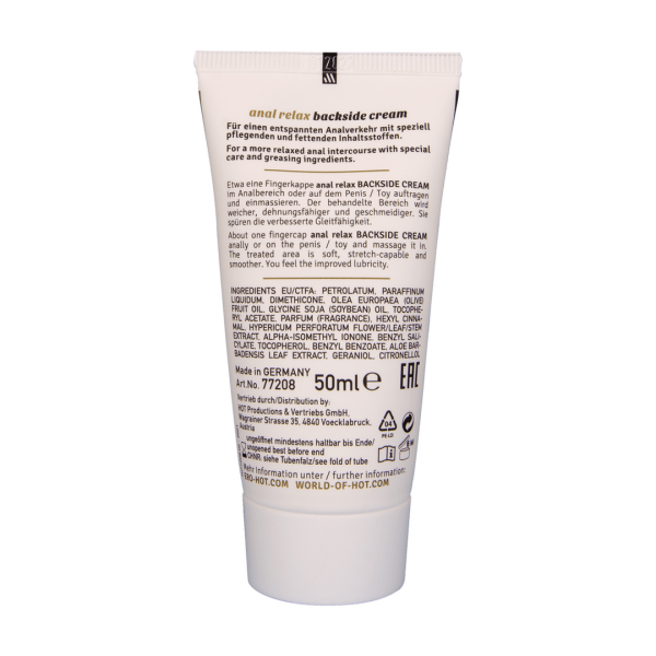 RelaxesFor anal intercourseCare and greasing ingredientsVery easy to useThis product is 100% body safe/