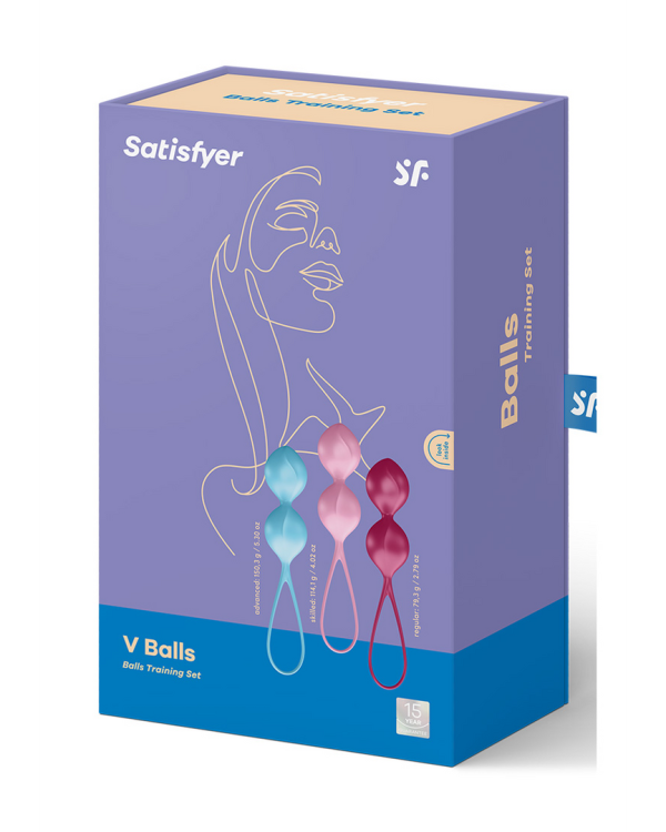 V Balls - Kegel Balls - 3 Pieces - Turquoise/Red/Pink