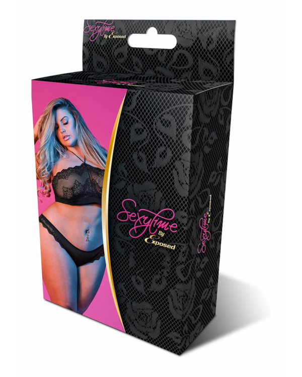 Halter Bandeaux and Panty Set - 2X - Black