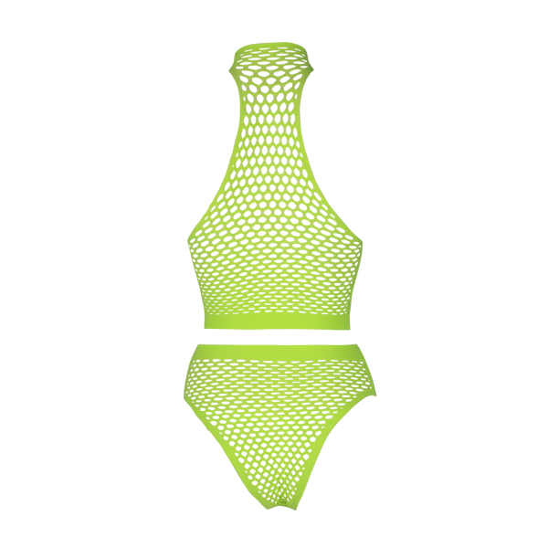 making this ensemble glow in the dark and ensuring you stand out with an alluring touch of mystery. Choose from neon pink or neon green for a vibrant look./