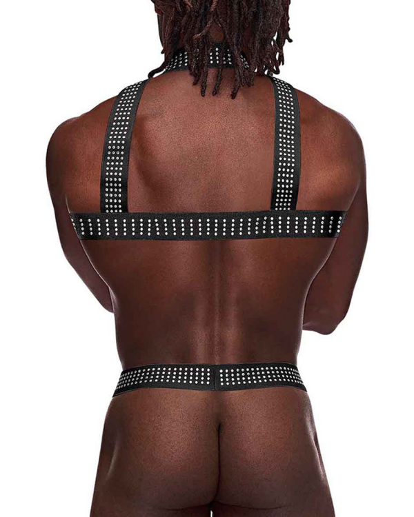 Elastic Harness with Studs - One Size - Black
