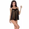 Passion Melania Chemise S/M czarna - komplet bielizny z stringami