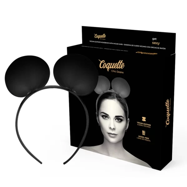 Coquette Chic Desire opaska z uszami myszy skora wegaÅ„ska czarna