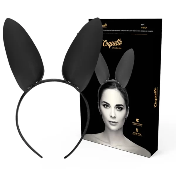Coquette Chic Desire Opaska z Uszami Krolika Skora WegaÅ„ska Czarna