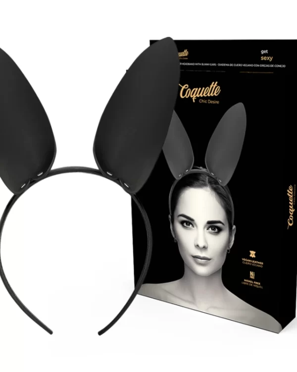 Coquette Chic Desire Opaska z Uszami Krolika Skora WegaÅ„ska Czarna