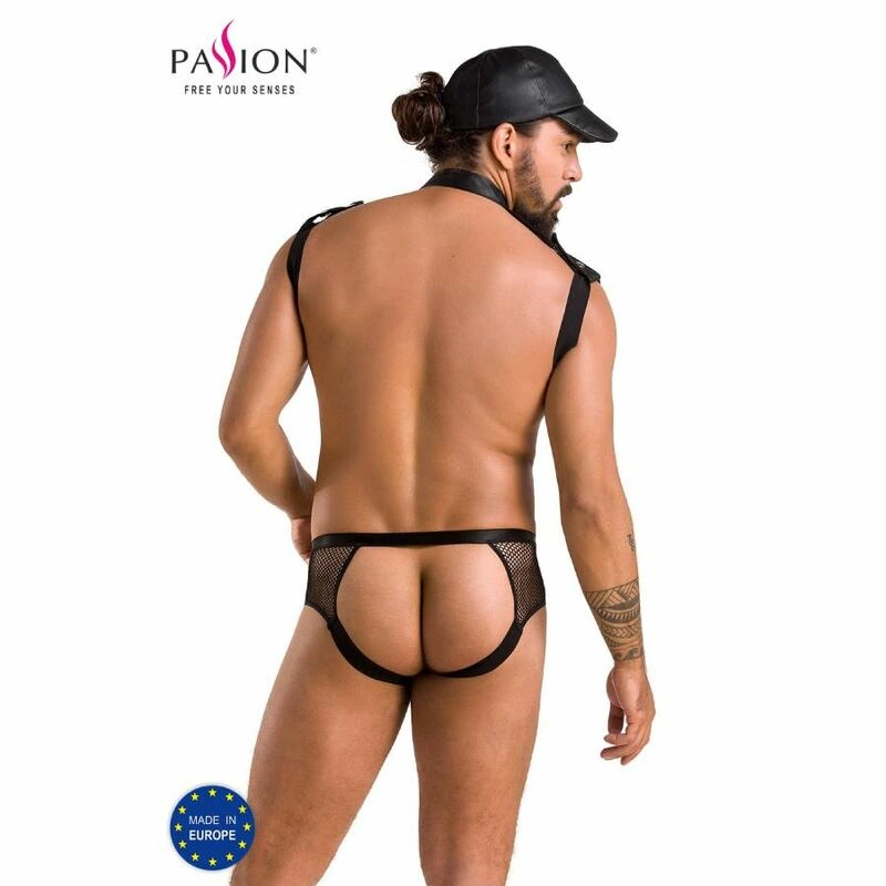 Passion John Black S/M - zestaw bielizny z poliuretanu i poliestru - Boutique Anelma Passion John Black Set S/M - Modern Lingerie with Oeko-Tex Certification
