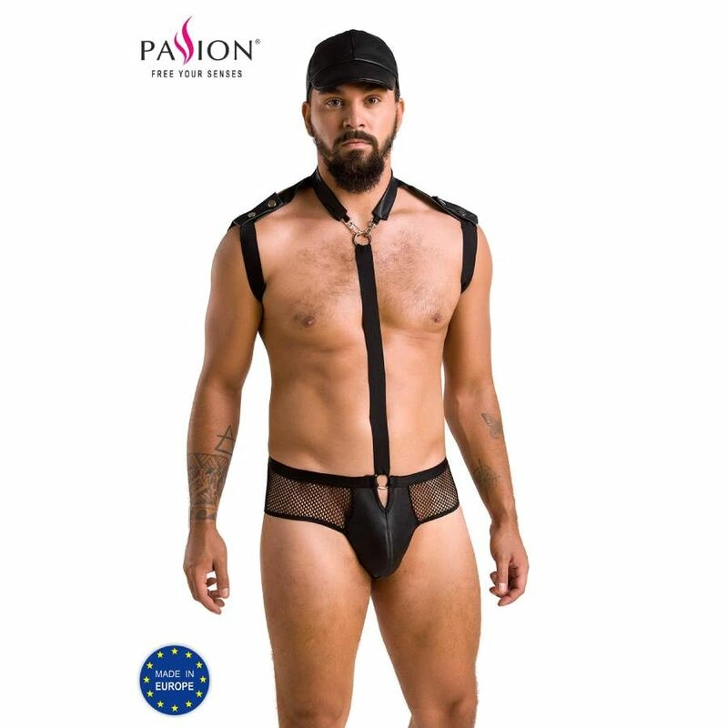 Passion John Black Set S/M - Modern Lingerie with Oeko-Tex Certification - Boutique Anelma Passion John Black S/M - zestaw bielizny z poliuretanu i poliestru