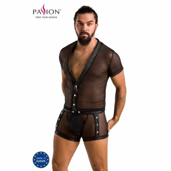 Passion Michael Black S/M - Komplet bielizny z poliuretanu i poliestru