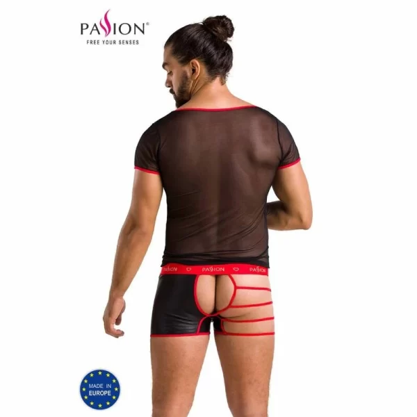 Passion 055 Set Black S/M - Elegant Polyurethane & Polyester Lingerie