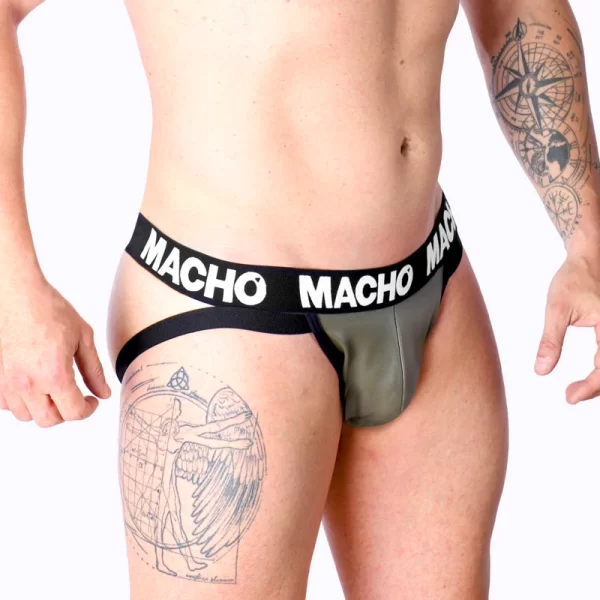 Macho MX27GR Jockstrap Synthetic Leather Gray Beige Size S