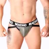 Macho MX27GR Jockstrap Synthetic Leather Gray Beige Size S - Boutique Anelma MACHO MX27GR Jockstrap imitujący skorę szary/beżowy S