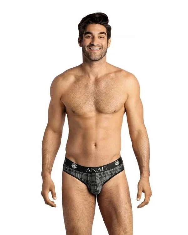 Anais Men Balance Slip S - mÄ™skie slipy mikrofibra kratka czarno-szara