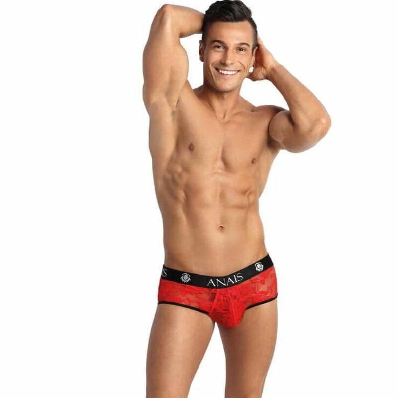 Anais Men Jock Bikini L czerwony - koronka - Boutique Anelma odkryte plecy