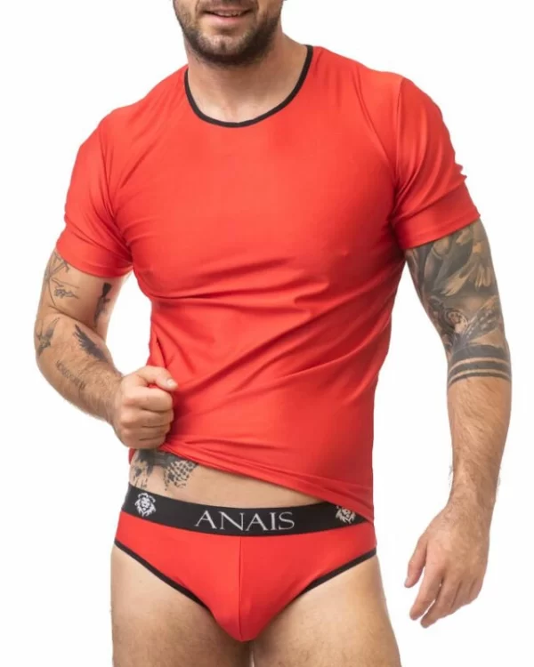 ANAIS MEN T-Shirt SOUL M czerwony czarna lamowka mikrofibra