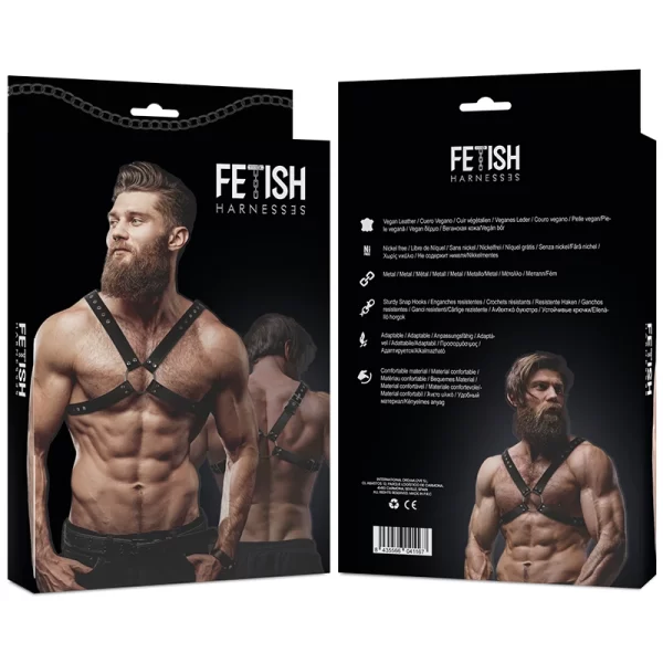 Fetish Submissive Attitude Men's Adjustable Chest Harness Vegan Leather