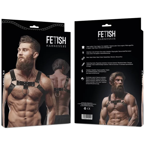 Fetish Submissive Attitude Men's Adjustable Eco-Leather Chest Harness Black