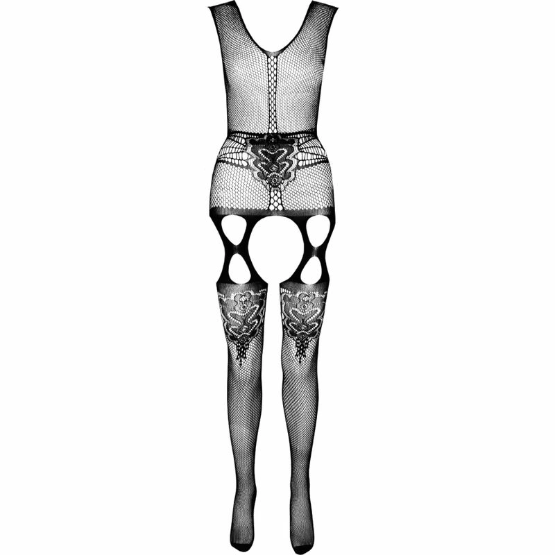 Passion ECO BS014 czarne body z recyklingu - Boutique Anelma PASSION ECO BS014 Black Bodystocking - Sustainable Recycled Nylon