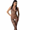 Passion BS100 Bodystocking Czarny Siatkowy Jednolite WykoÅ„czenie One Size