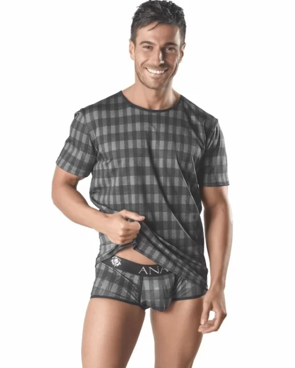 Anais Men T-shirt Aegis szary wzor w kratÄ™ rozmiar S