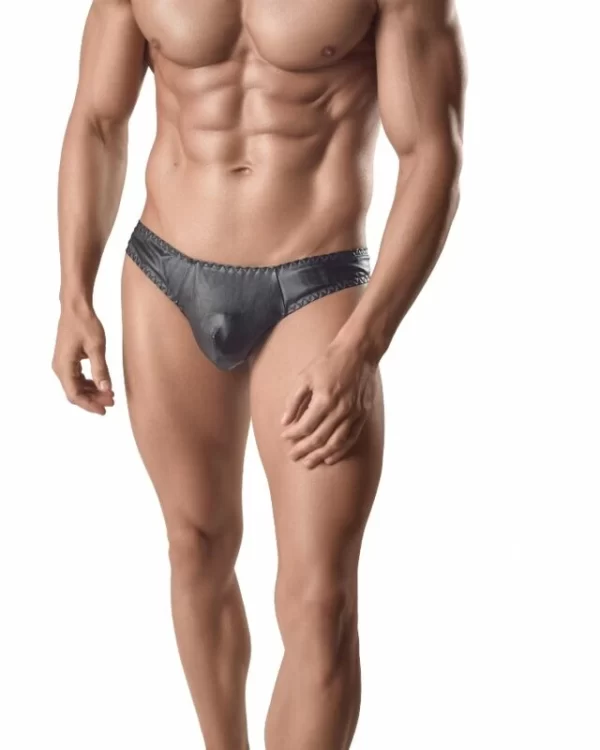 Anais Men Ares II stringi mÄ™skie 2XL czarne wykoÅ„czenie skorzane