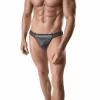ANAIS MEN String ARES czarny 3XL - komfortowy model z siateczki i ekoskory
