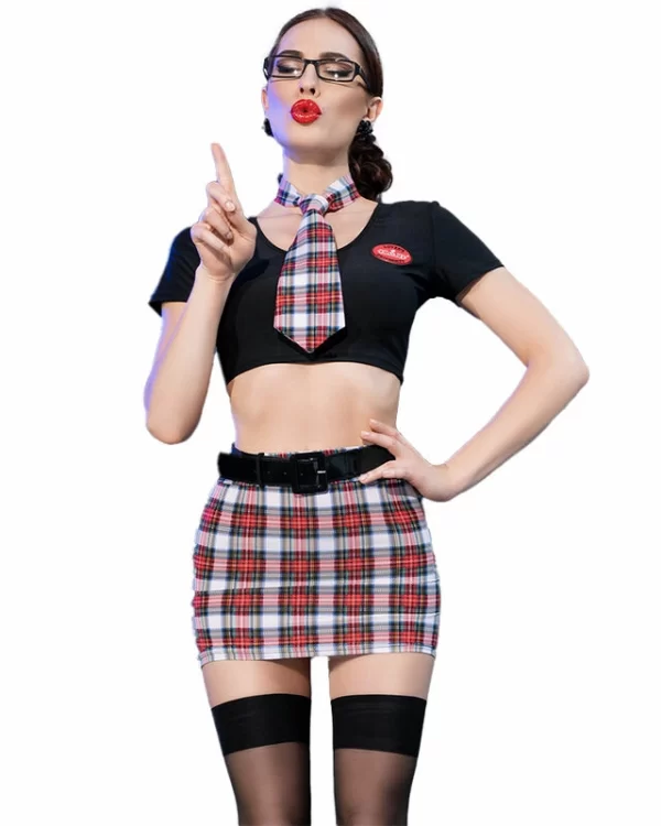 Chilirose CR 4425 Kostium Tematyczny Szkolny 7-czÄ™Å›ciowy Czarny S/M