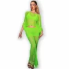 Chilirose CR 4666 Elegant Three-Piece Lingerie Set Green S/M - Boutique Anelma Chilirose CR 4666 Komplet 3-częściowy Top i Spodnica Zielony S/M