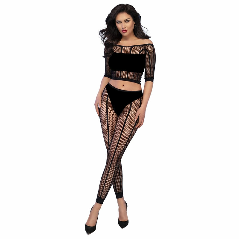 Chilirose CR 4647 Seamless Top and Leggings Set Black S/M - Boutique Anelma Chilirose CR 4647 Komplet Bezszwowy Top i Legginsy Czarny S/M