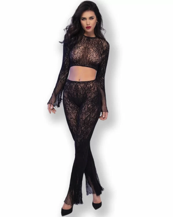 Chilirose CR 4648 komplet bezszwowy top i legginsy czarne S/L