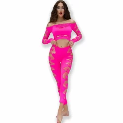 Chilirose CR 4632 Komplet Bezszwowy Top i Legginsy Fuksja S/L