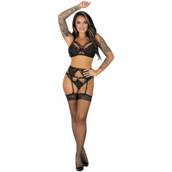 Livco Corsetti Fashion POJZON Zestaw Bielizny Czarny Koronkowy Kompletny