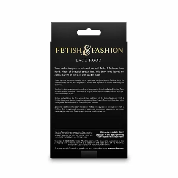 NS Novelties Fetish & Fashion Lace Hood Black - Stretch Polyester Mask