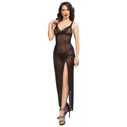 Chilirose CR 4723 Komplet Babydoll i Stringi Czarne S
