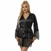 Subblime 953805 Black Lace Pajama Set with Thong L/XL - Boutique Anelma Subblime 953805 Piżama damska koronkowa czarna L/XL z stringami