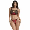 SUBBLIME 955533 Red Shiny Faux Leather & Mesh Bra Set S/M - Boutique Anelma SUBBLIME Biustonosz lakierowany z siatkÄ…