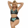 SUBBLIME 955557 Zielony lakierowany biustonosz siatka z zamkiem S/M