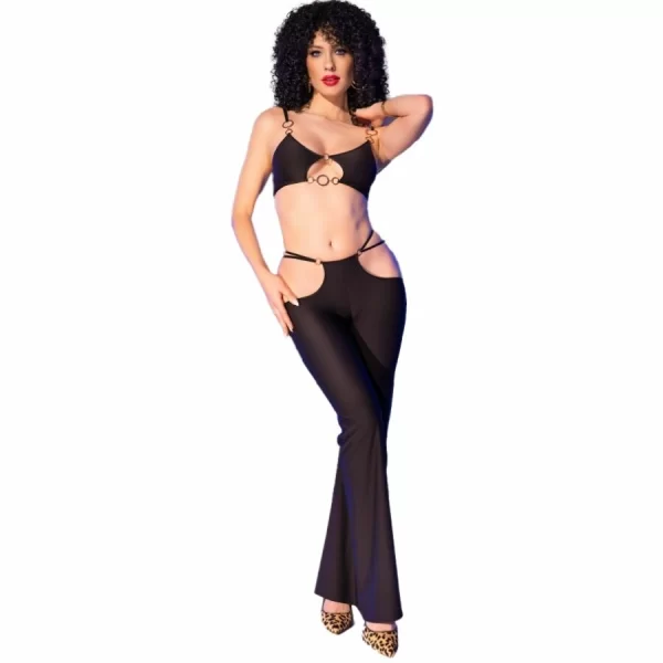 Chilirose CR 4851 Czarny komplet top i legginsy zÅ‚ote akcenty S