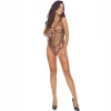 PASSION BS114 Bodystocking Czarna Kratka