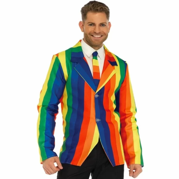 Leg Avenue Rainbow Blazer & Tie Set - Multicolor, Size M, Polyester