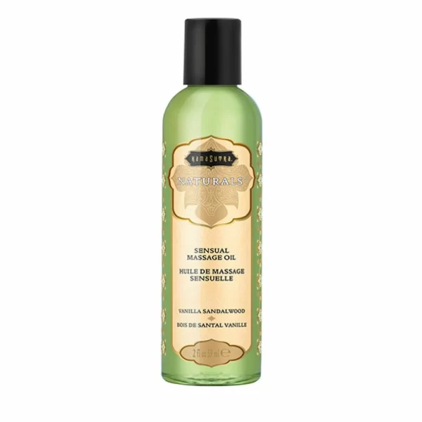 <p>Discover the perfect harmony of nourishment and fragrance with the <strong>Kama Sutra Naturals Massage Oil Vanilla Sandalwood 59ml</strong>. This expertly crafted formula combines naturally-derived oils including soy