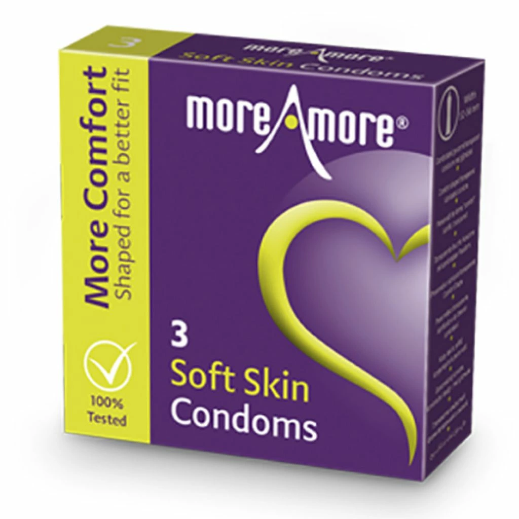 MoreAmore Soft Skin Anatomical Latex Condoms 3 pcs Extra Lubricated - Boutique Anelma MoreAmore Soft Skin Anatomical Latex Condoms 3 pcs Extra Lubricated