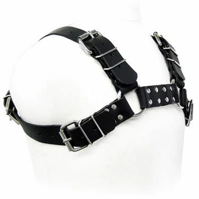 LEATHER BODY uprzÄ…Å¼ skorzana regulowana dla mÄ™Å¼czyzn czarna S-XL