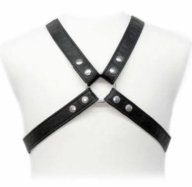 LEATHER BODY UprzÄ…Å¼ mÄ™ska krzyÅ¼owa skora naturalna S-XL czarna